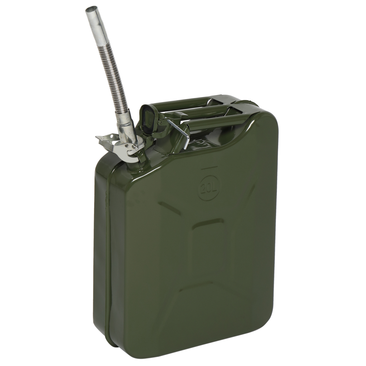 20L Metal & Plastic Fuel Oil Petrol Diesel Storage Can with British Style Pour Tube, Army Green