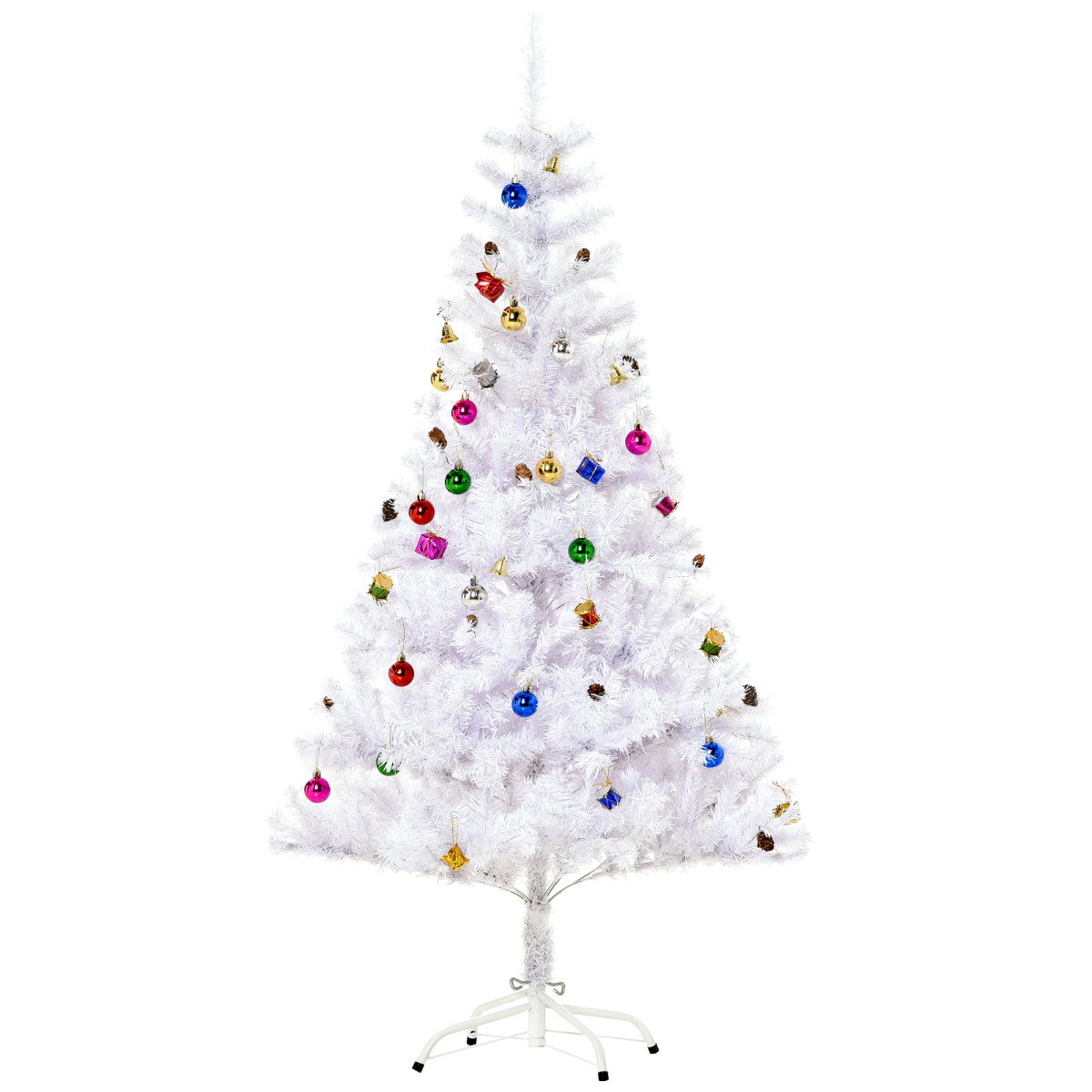 HOMCOM 5ft Snow Artificial Christmas Tree with 680 Tips, PVC Branches, Detachable Metal Base, White