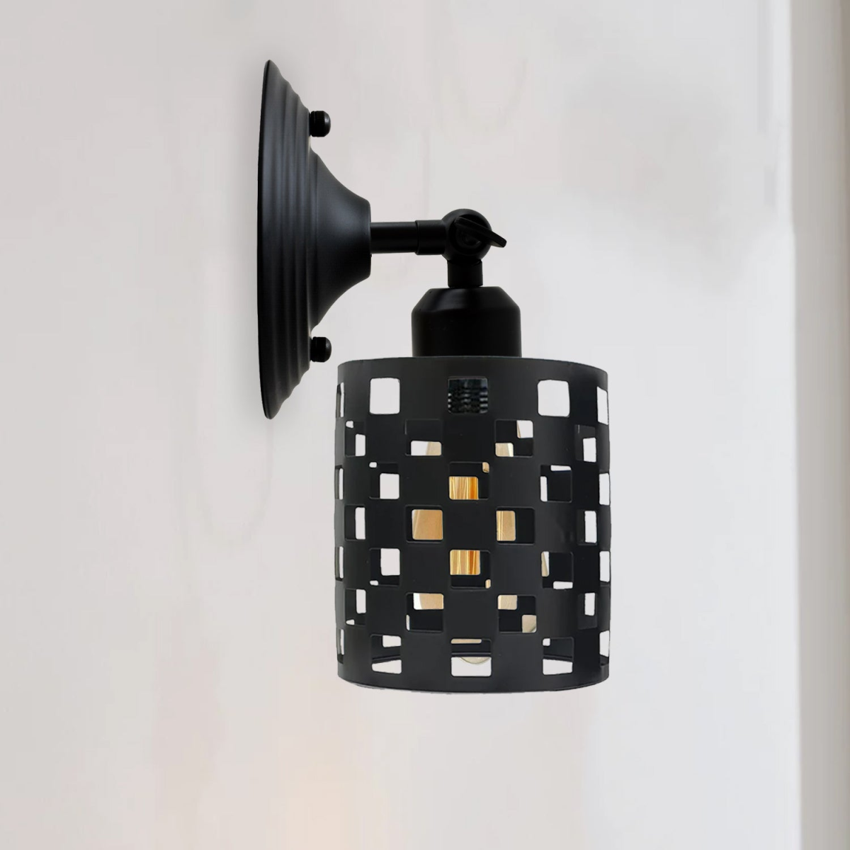Industrial Black Cage Metal Wall Light