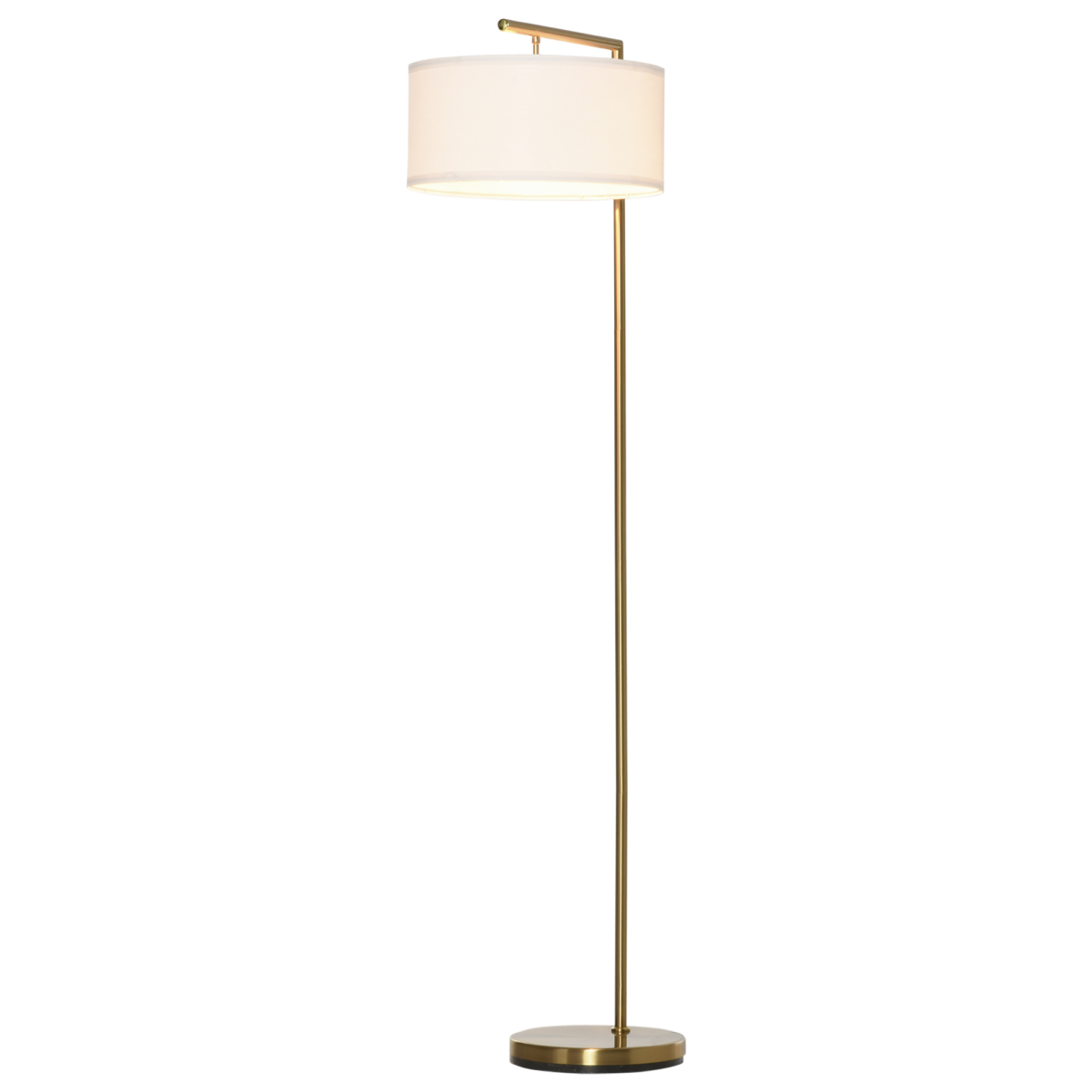 HOMCOM Floor Lamp with White Linen Lampshade and Round Base for Living Room Bedroom