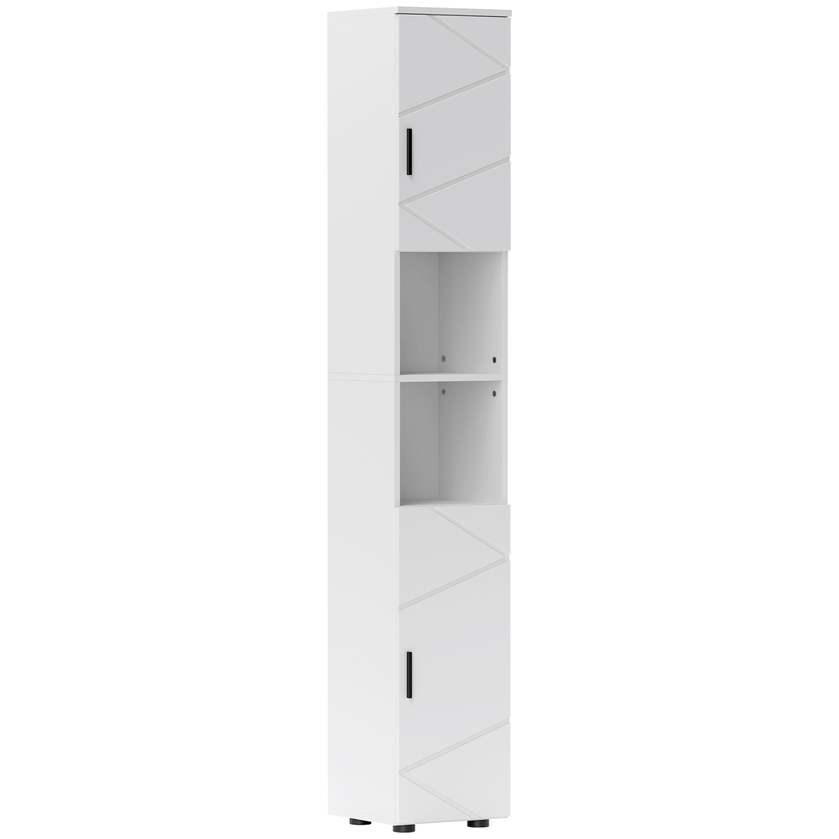 kleankin Tall Slim Bathroom Storage Cabinet with Soft Close, White