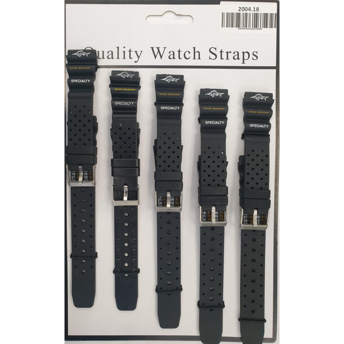 5-Pack Black PU Watch Straps, 18mm