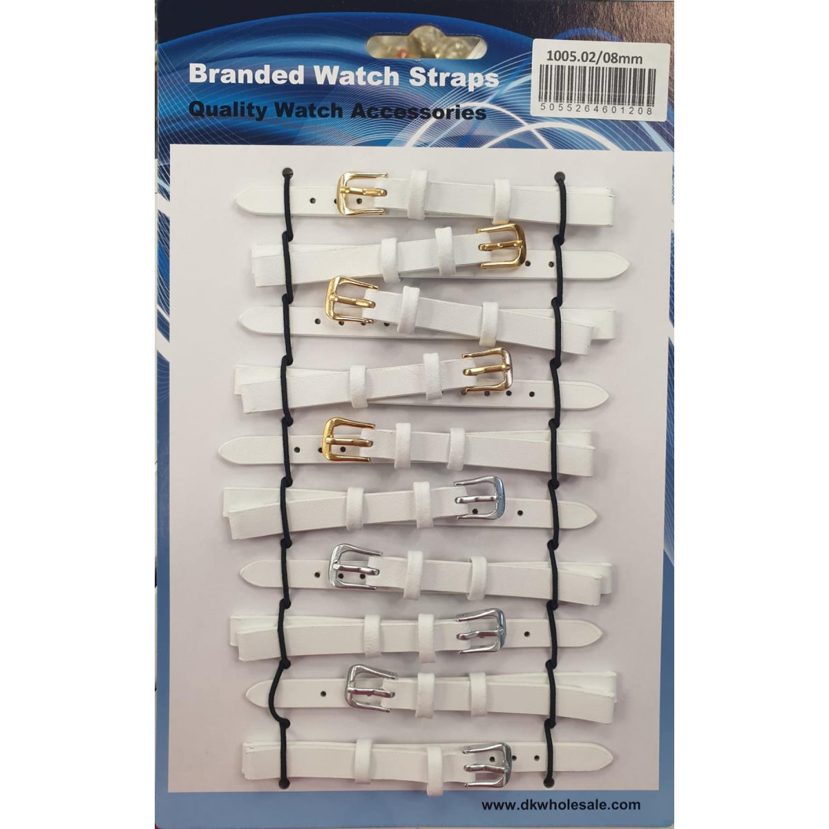 Leather White Watch Straps Pk10 size 8mm 1005.02