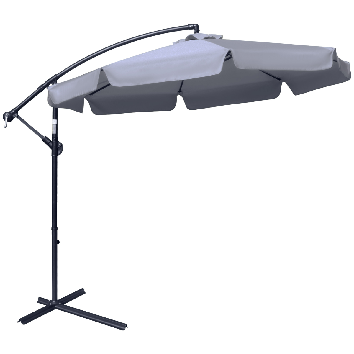 Outsunny 2.7m Banana Parasol Cantilever Umbrella with Crank and Adjustable Canopy Angle, Dark Grey
