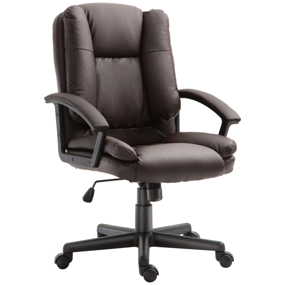 Swivel Executive Mid Back PU Leather Office Chair with Arm, Brown