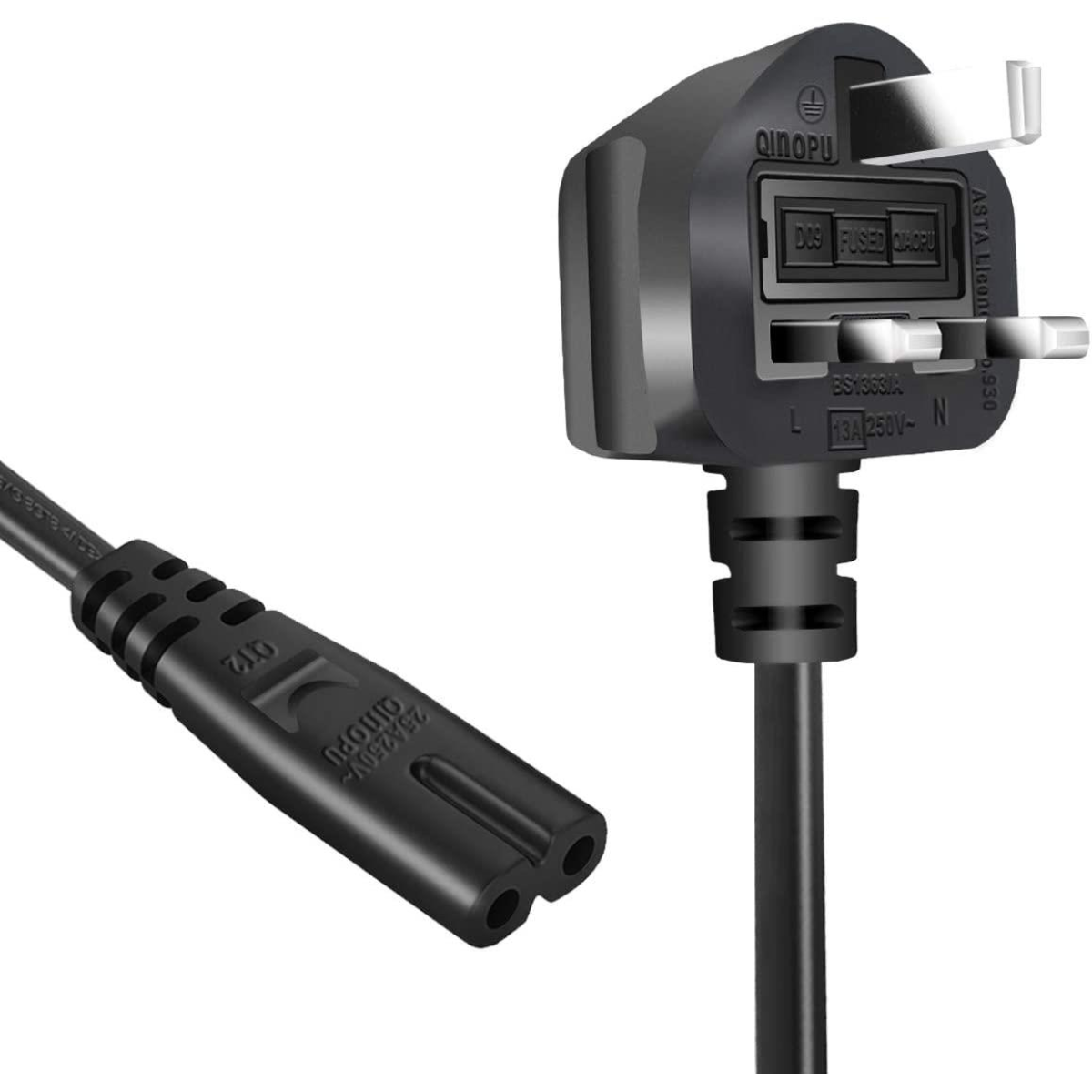 ExtraStar 2 Pin Power Cable UK Plug 1.5m – Black