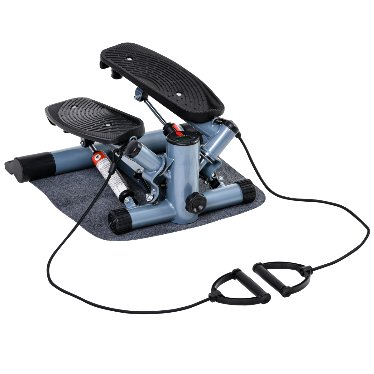 Mini Stepper Step Machine with Cushion Mat, Adjustable Pedal Height, Electronic Display, and Arm Training Ropes for Full Body Training