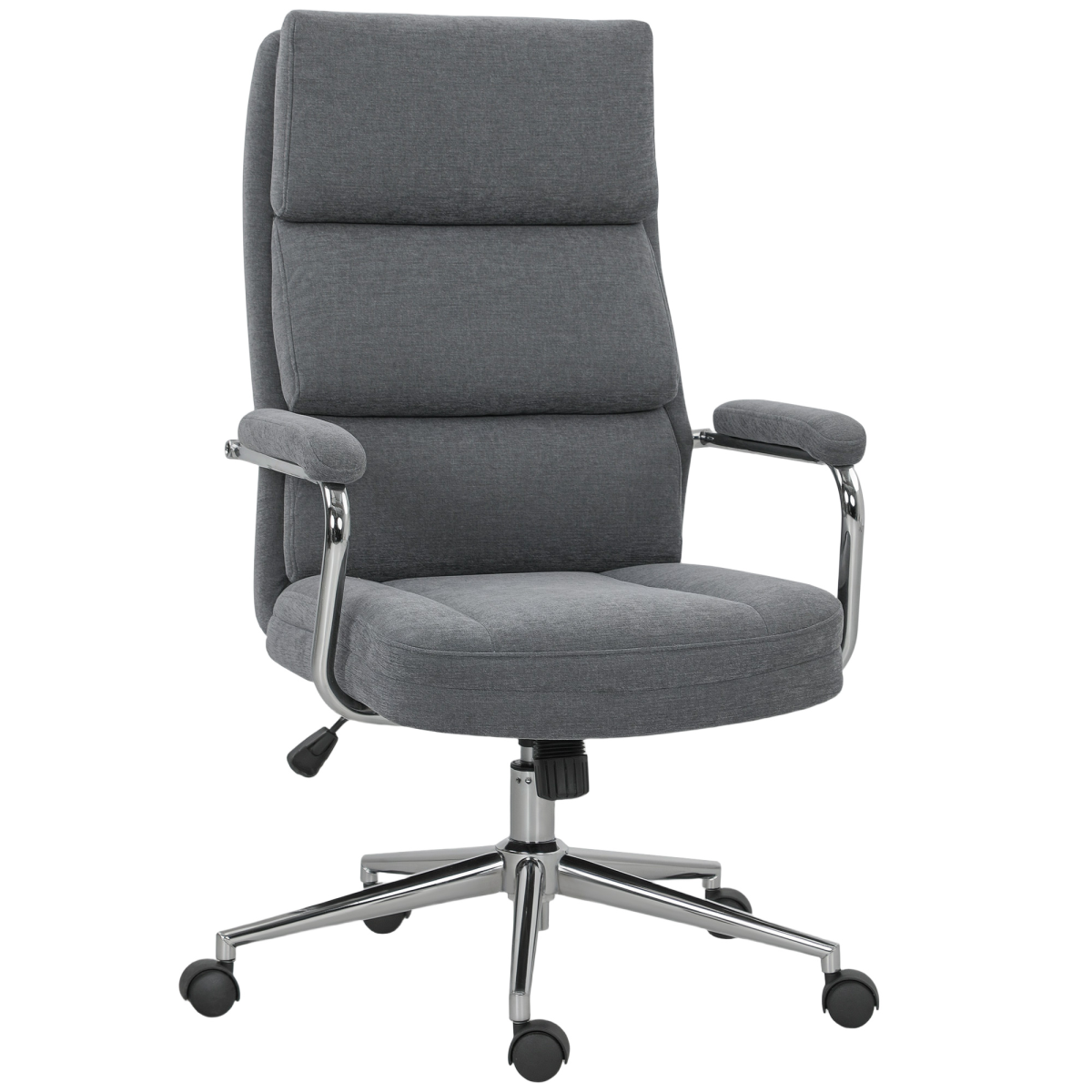 HOMCOM Linen-Fabric Office Desk Chair with Tilt, Charcoal Grey