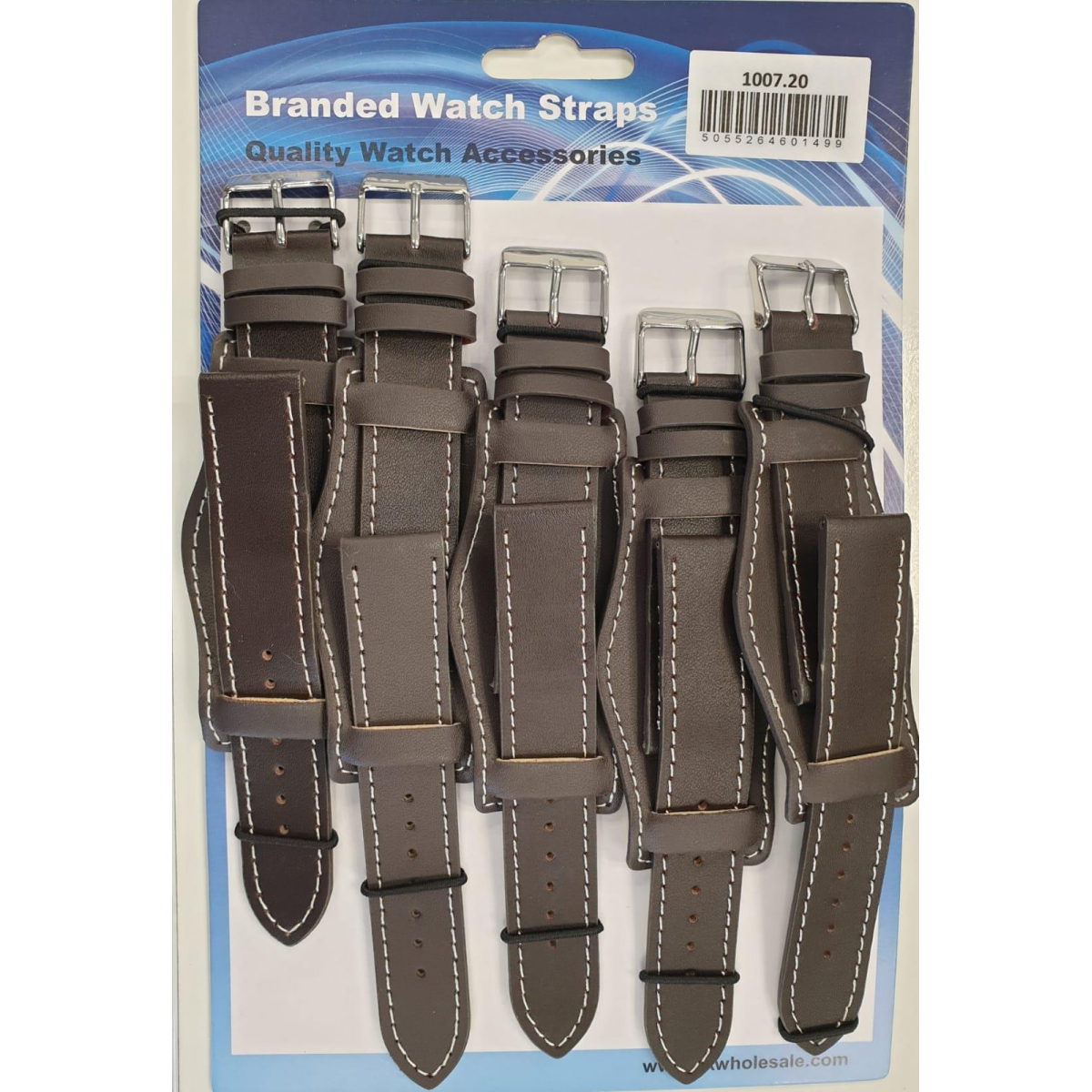 Tan Leather Military Watch Straps, 5 Pack, 18mm, 1007TN