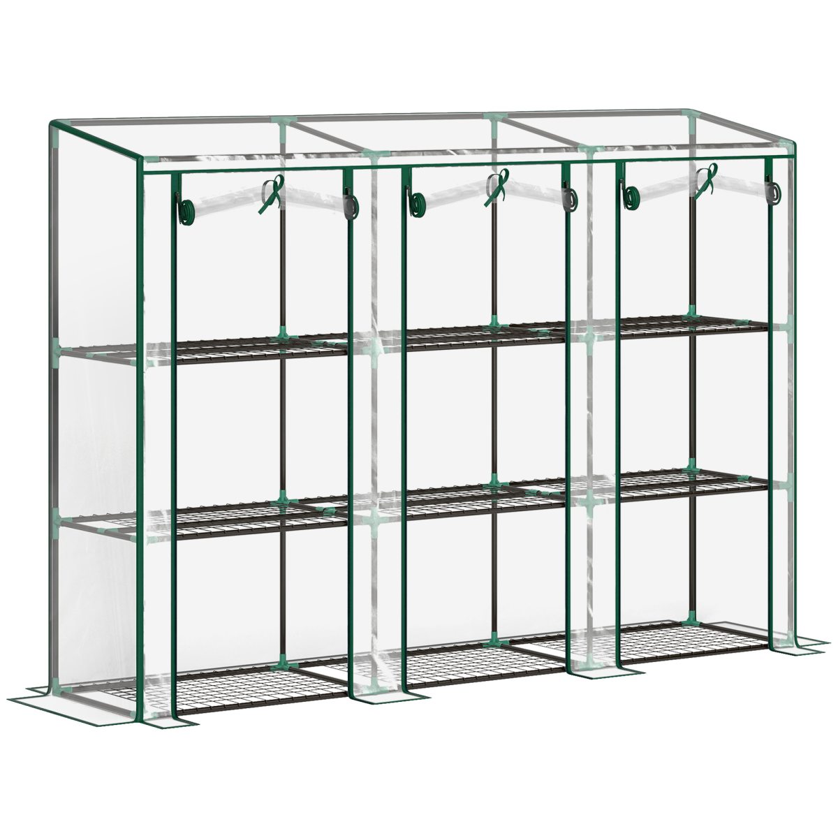 Outsunny 3-Tier Lean-to Mini Greenhouse with Clear Plastic Cover