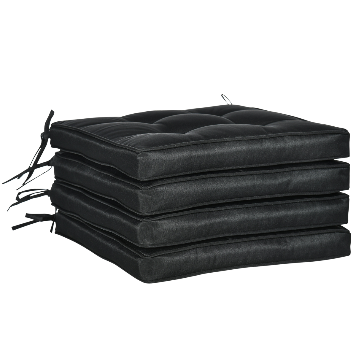 Outsunny 40 x 40 cm Black Garden Seat Cushion with Ties, Replacement Dining Chair Pad