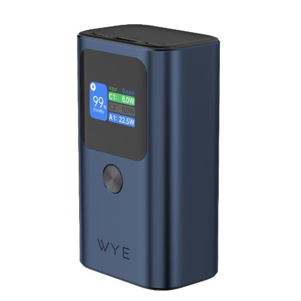 WYEFLUX 10000mAh Mini Power Bank with LED Display, 30W Max, Blue