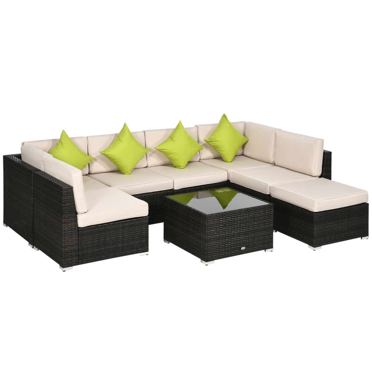 Outsunny 8-Piece Brown Rattan Patio Sofa Set