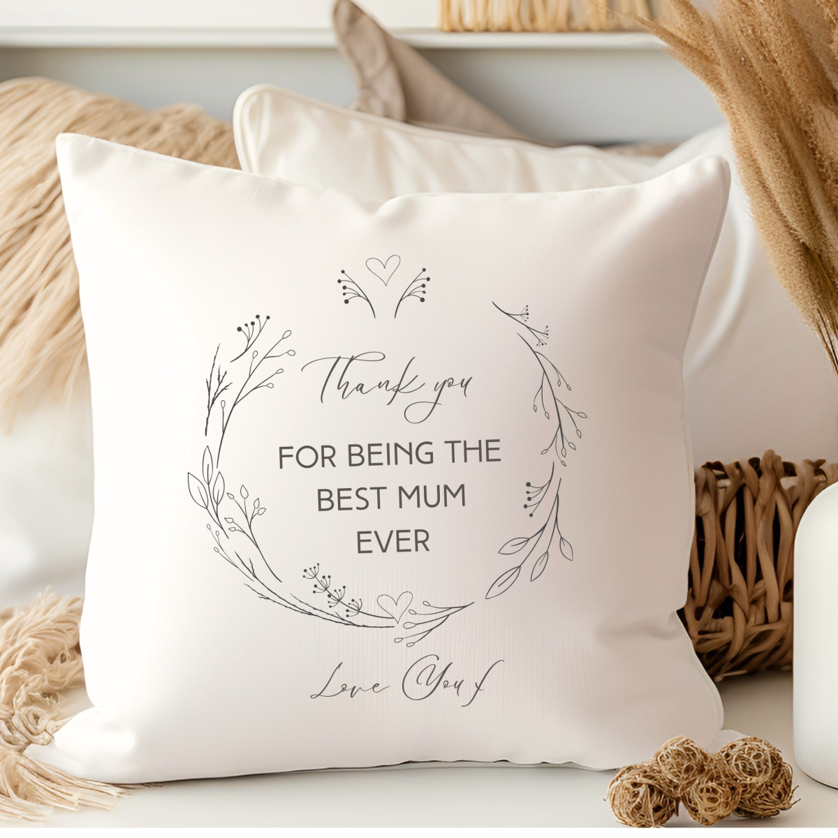 Linen Effect Best Mum Ever Cushion | Birthday, Mother's Day & Christmas Gift