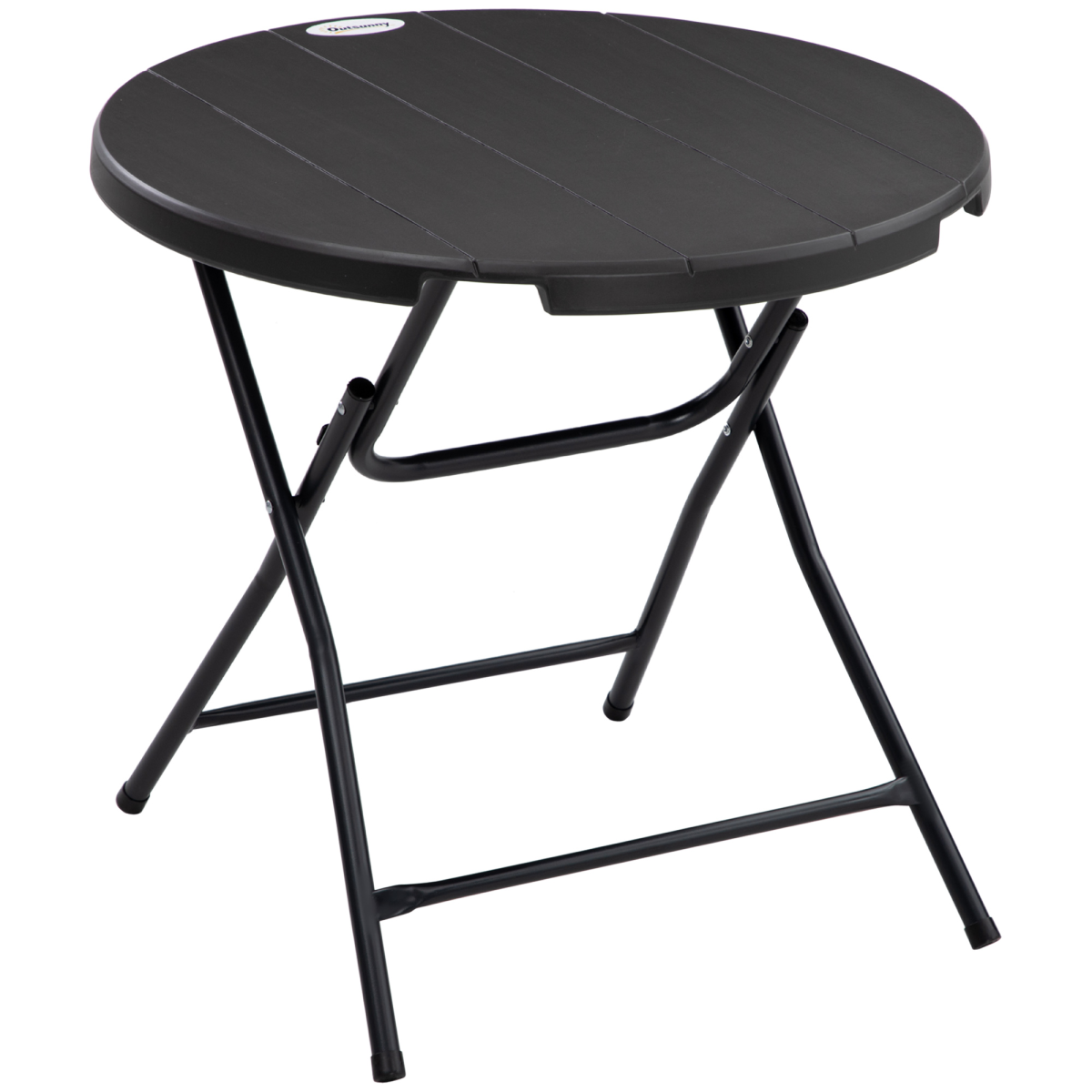 Outsunny Folding Round Garden Table for 4, Steel Frame