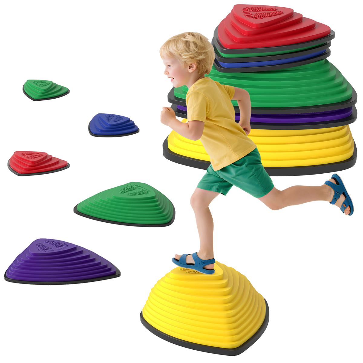 AIYAPLAY 6-Piece Non-Slip Stepping Stones for Kids, Balance Skills