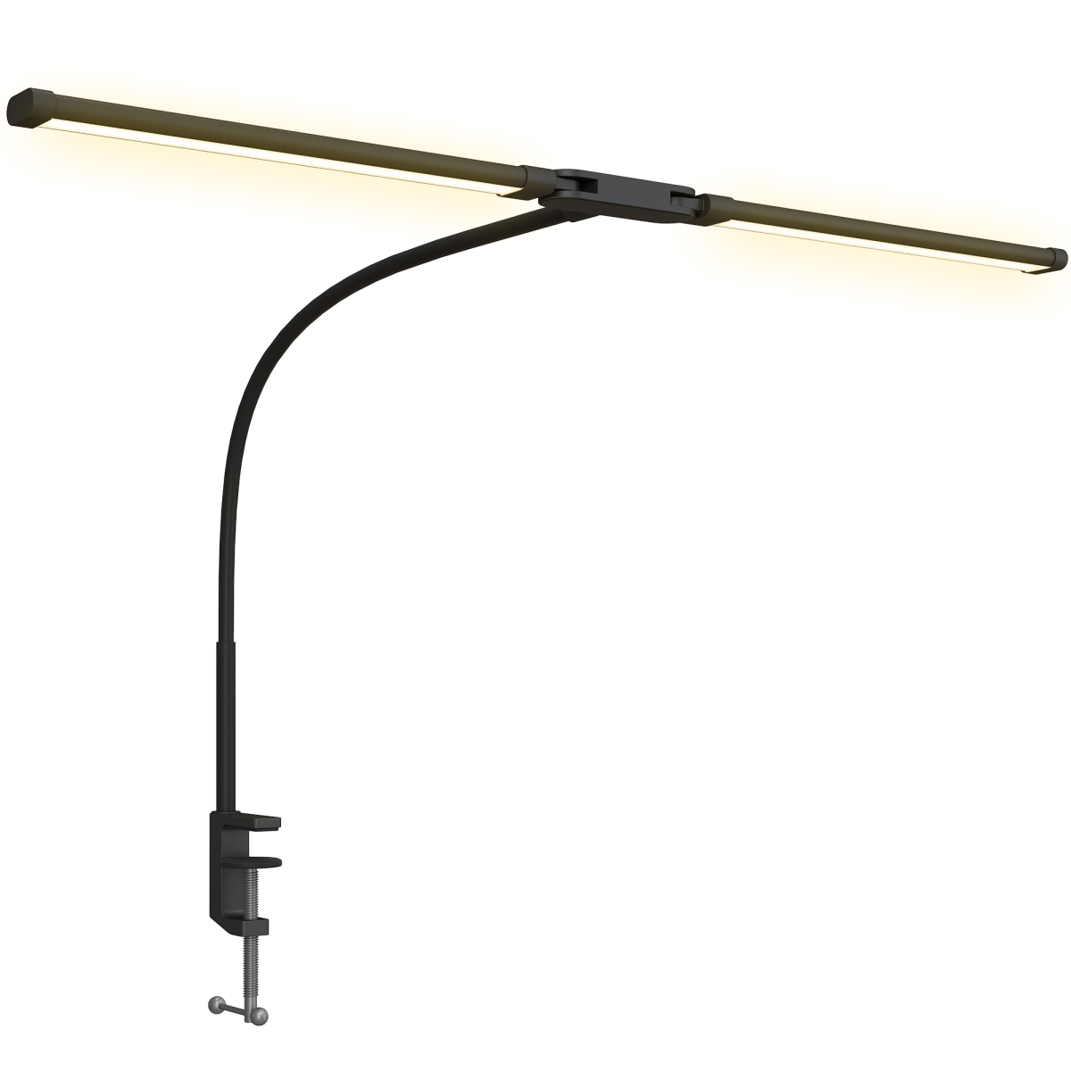 HOMCOM Double Head Dimmable Clamp Desk Lamp, 3 Colour Modes, Black