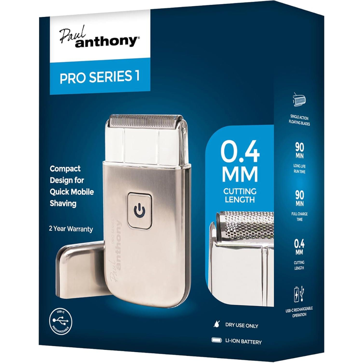 Paul Anthony 'Pro Series 1' Mens USB Lithium Mobile Foil Shaver