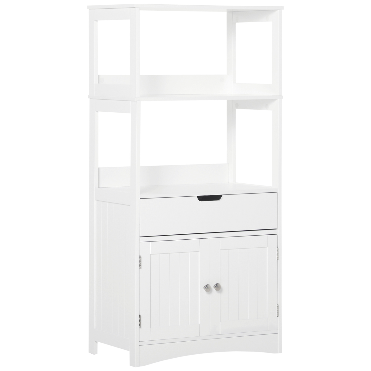 kleankin Bathroom Floor Storage Cabinet, Standing Unit with 2 Top Shelves, Drawer and Bottom Cupboard