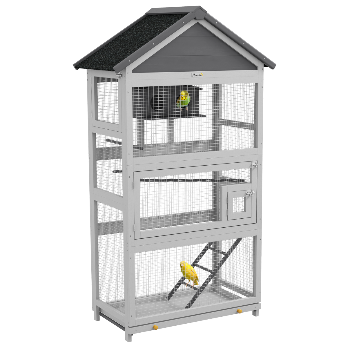 PawHut Bird Cage with Stands for Finches & Parakeets, Grey