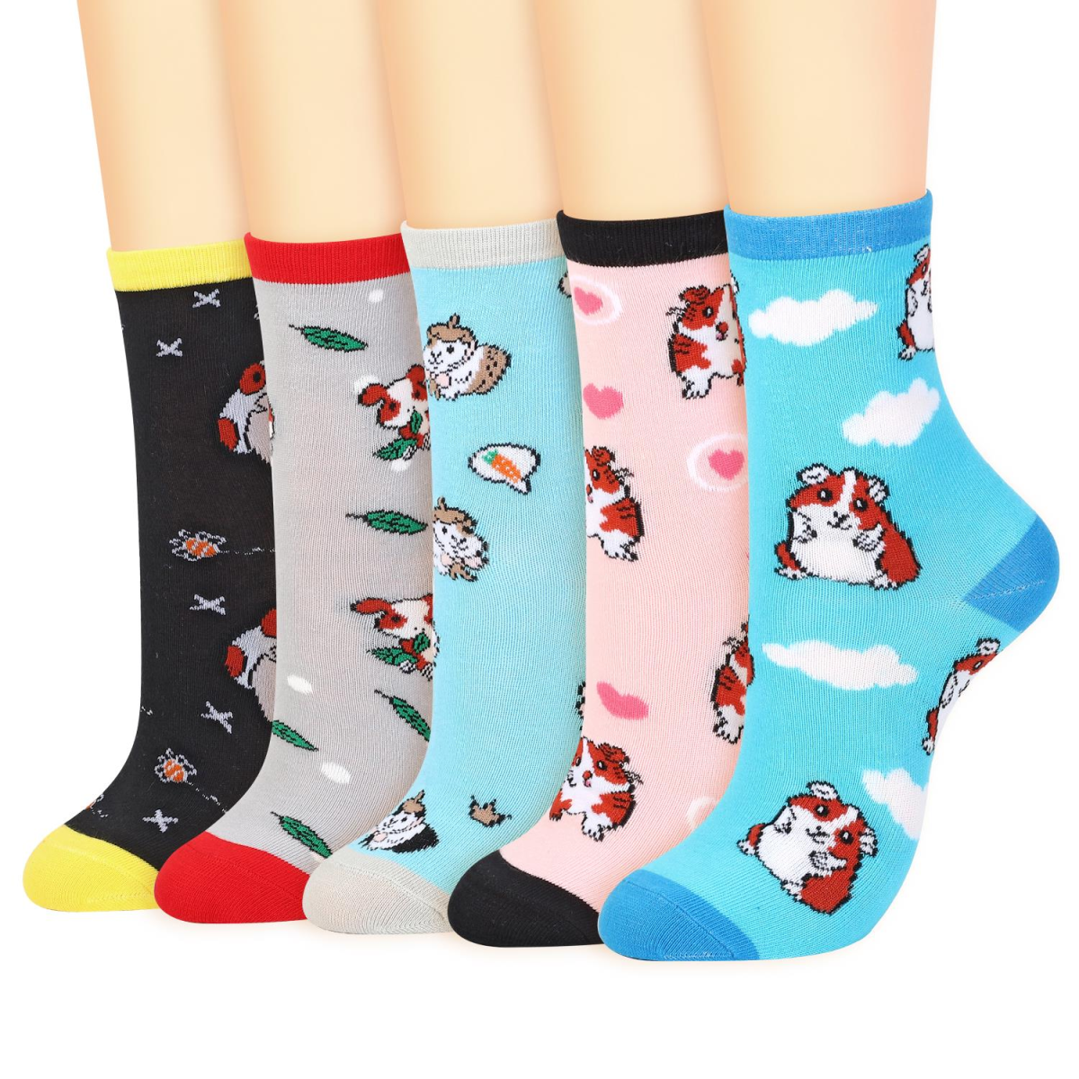 Vinsani Guinea Pig Socks 5 Pack, Women’s One Size UK 4-7 EU 37-40
