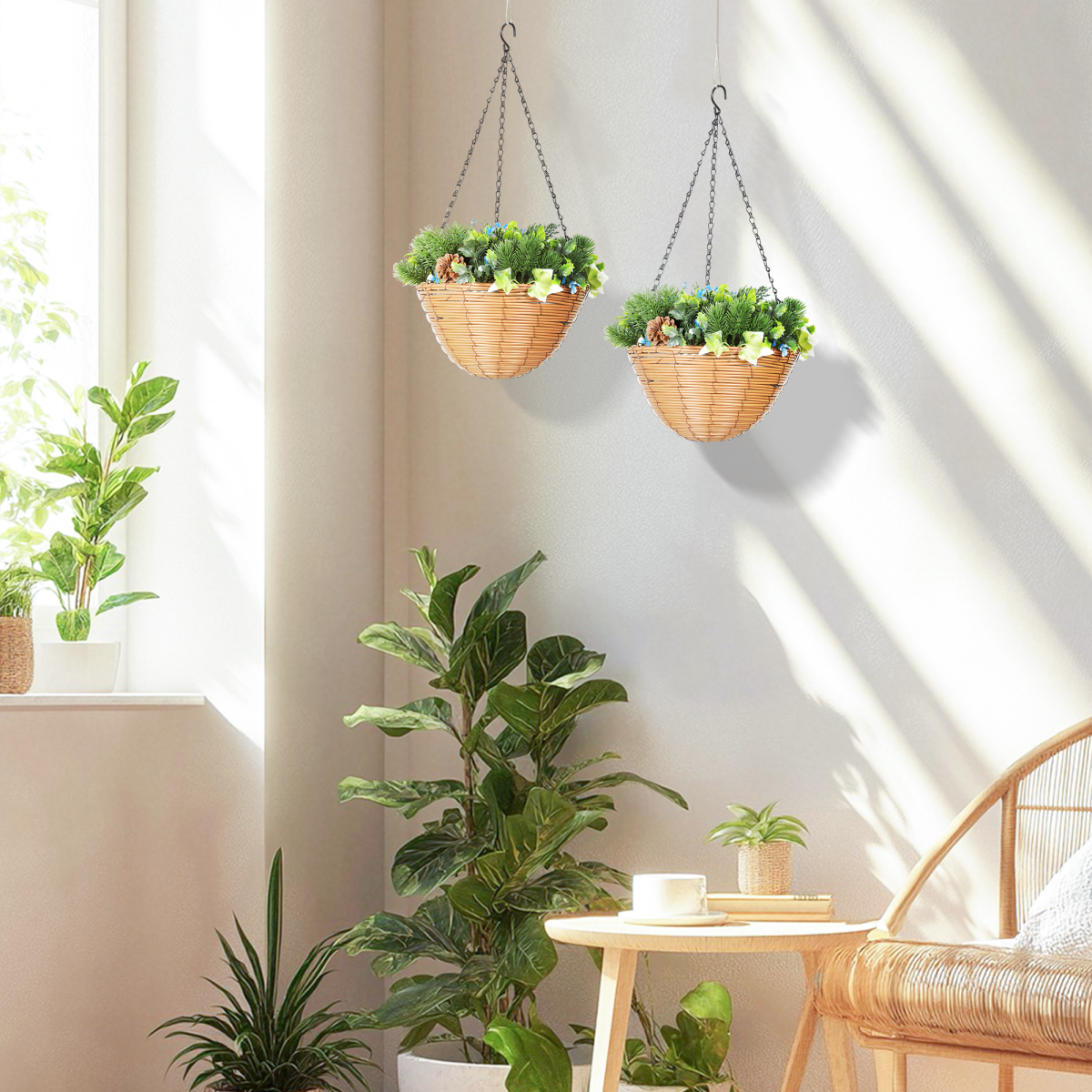 Artificial hanging basket