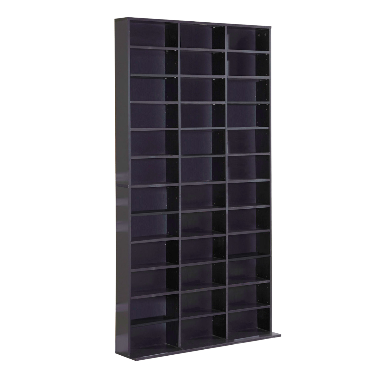 Black CD DVD Media Storage Bookcase, 33 Adjustable Compartments, Holds Up to 1116 CDs or 528 DVDs