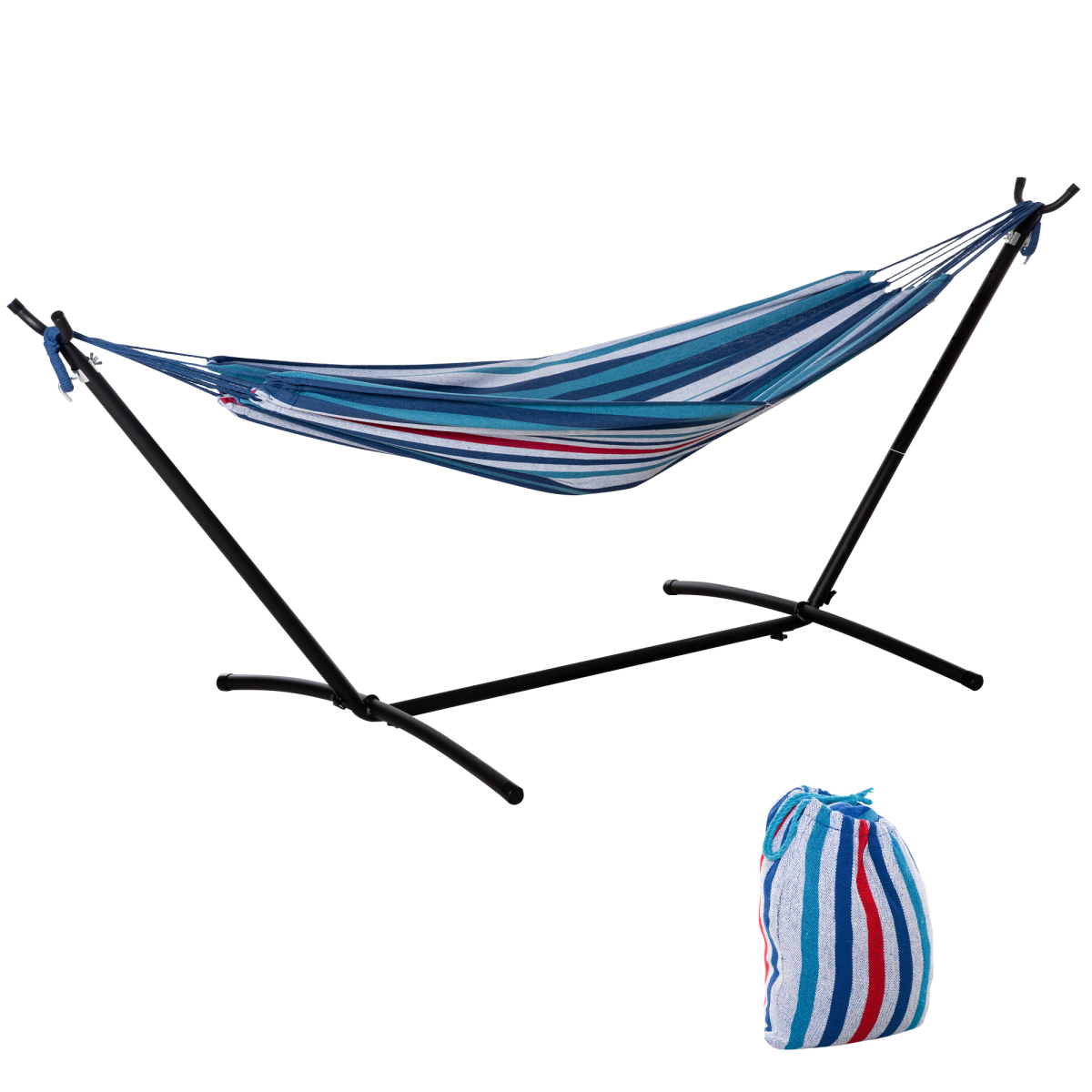 294 x 117cm Hammock with Metal Stand, Portable Bag, 120kg, Stripe