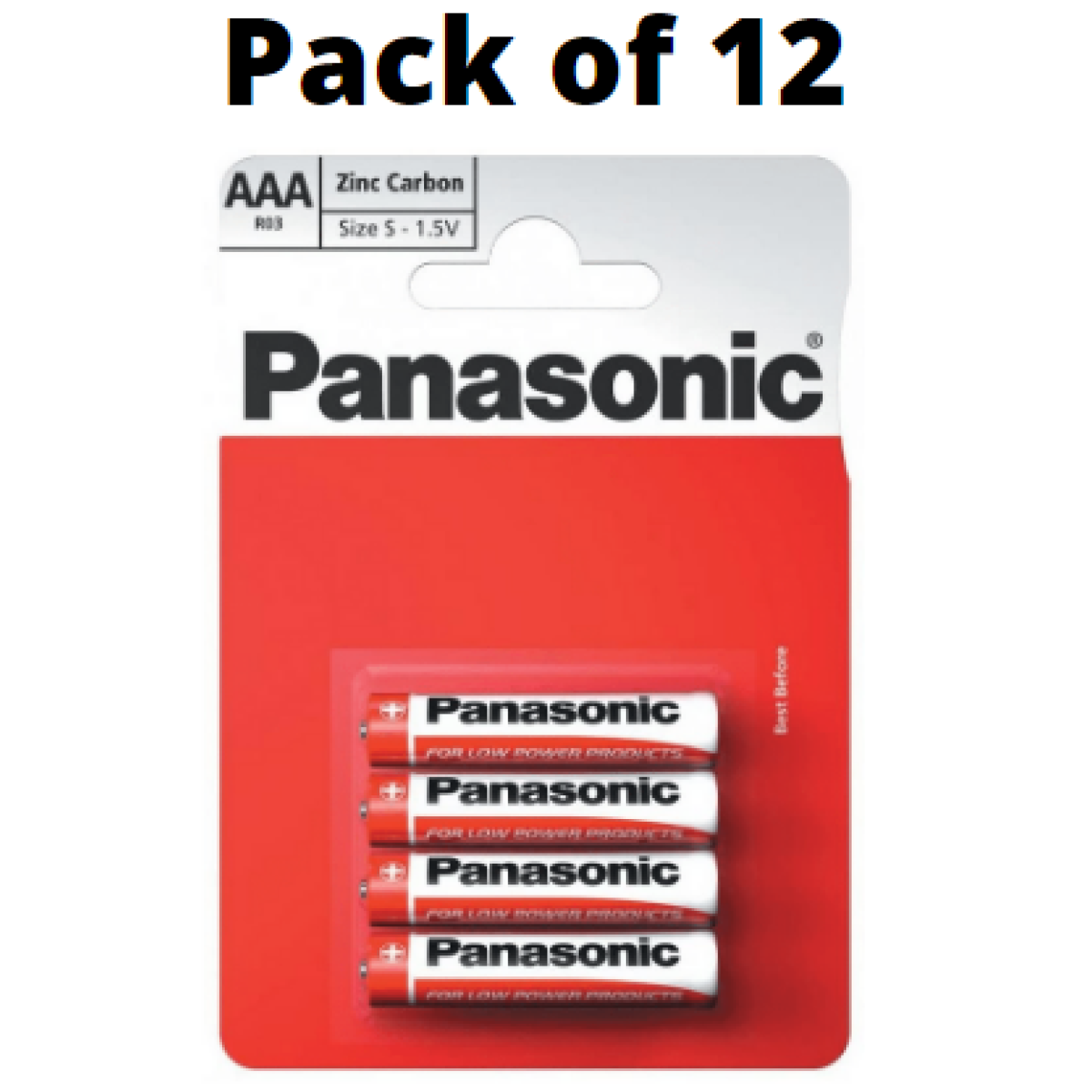 Panasonic AAA Zinc Batteries, Pack of 12