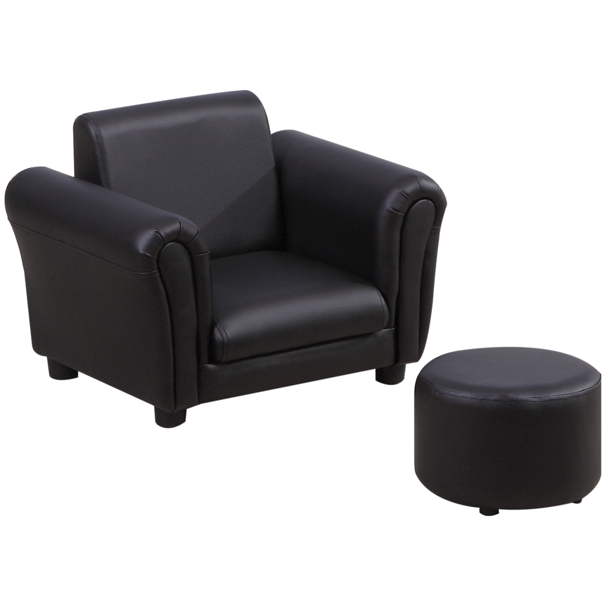 HOMCOM 2-Piece Kids Sofa Chair and Footstool Set, Black