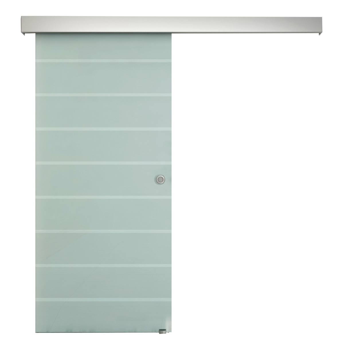 HOMCOM CE Certified Tempered Glass Sliding Barn Door Kit with Aluminum Alloy Rail, Frosted Stripe Design