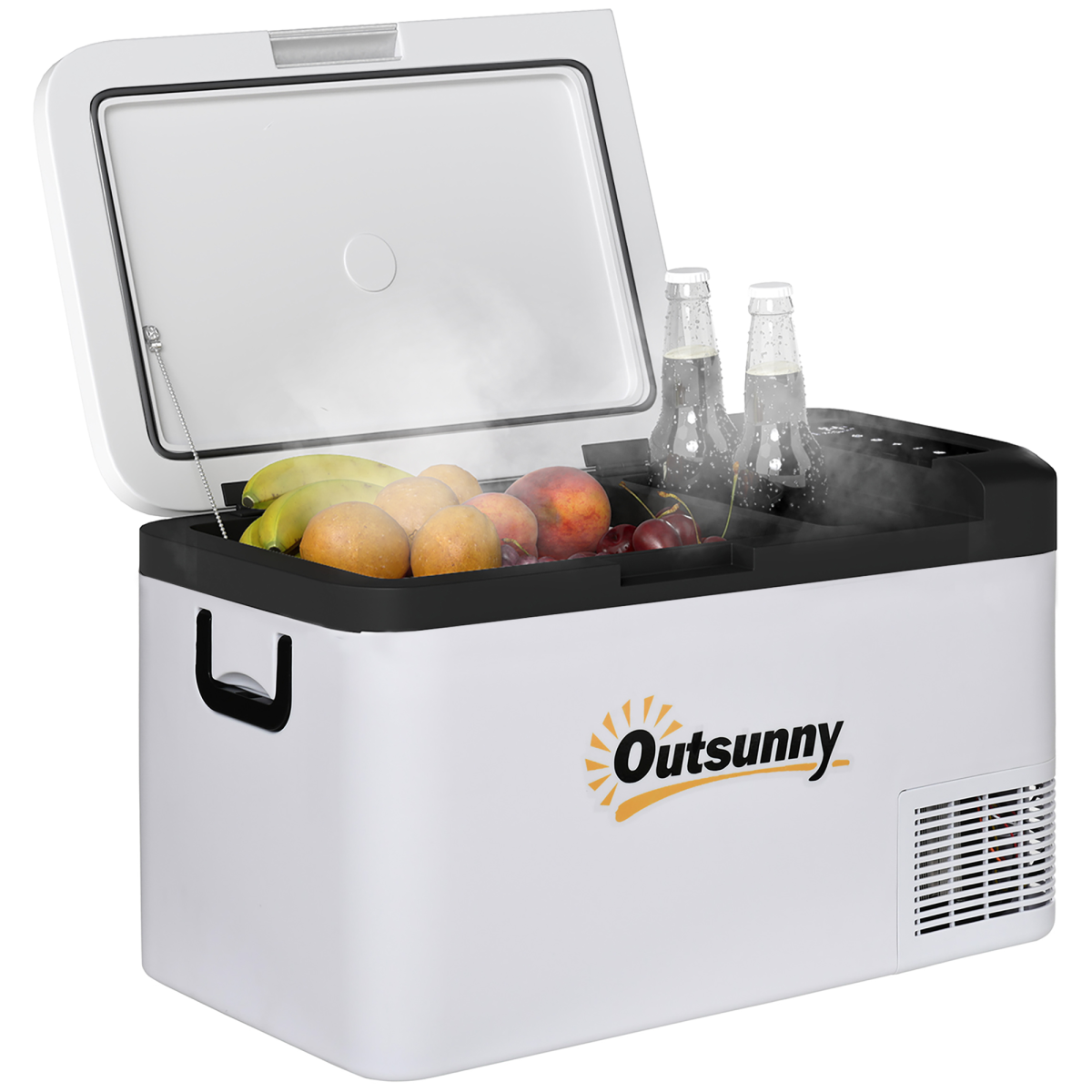 25L Portable Car Refrigerator Freezer with LED Light, LCD Panel, 12/24V DC and 110/240V AC, Outsunny
