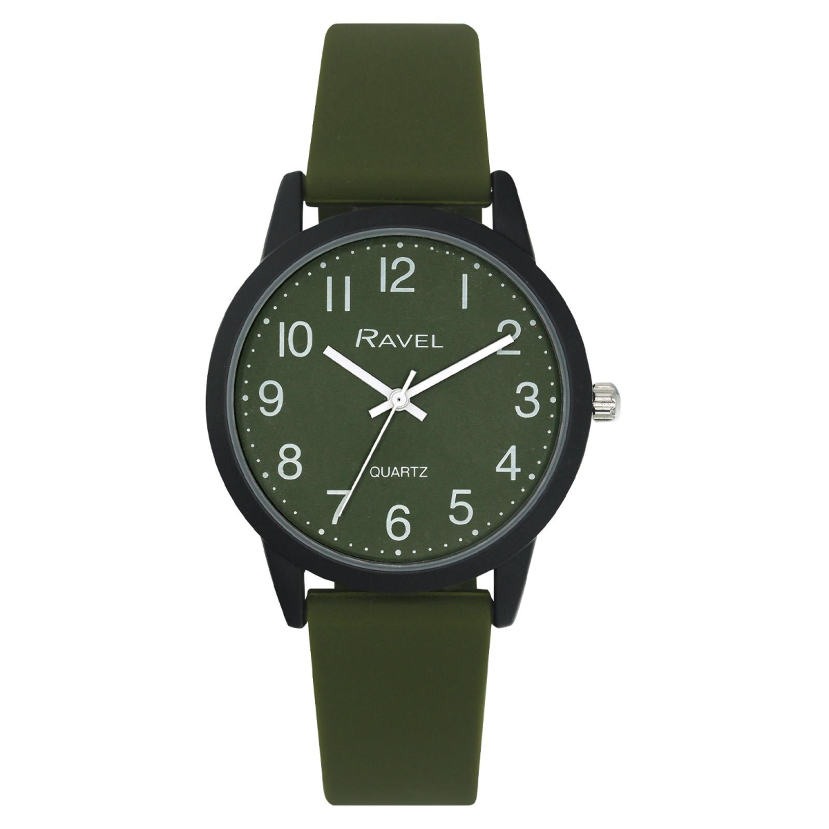 Ravel Men's Sports Green Dial Silicone Watch