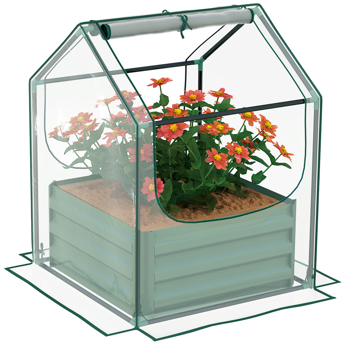 Outsunny Raised Garden Bed Planter Box with Greenhouse Cover
