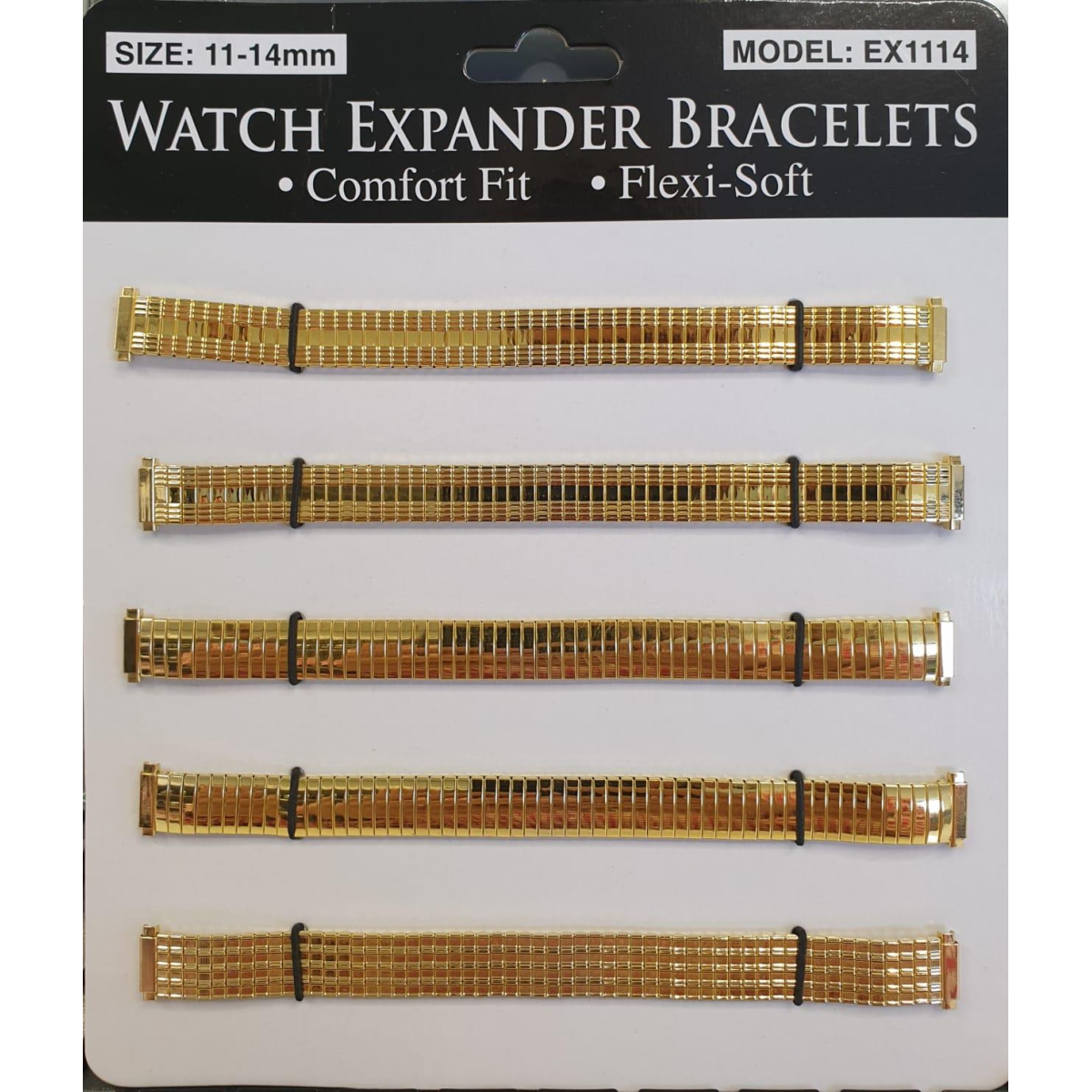 11-14mm Expander Watch Straps 6 Pack, Gold Colour