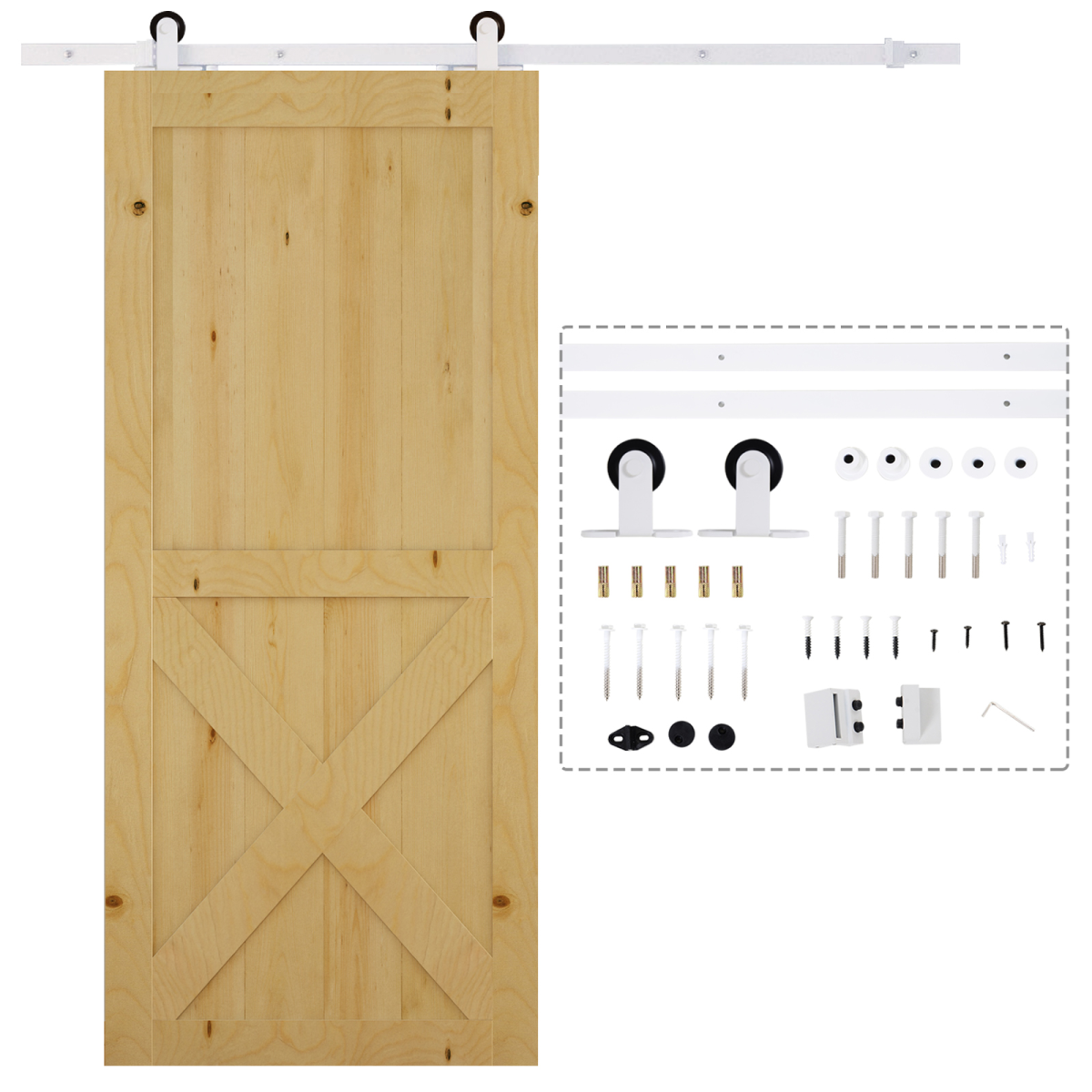 6ft Modern Carbon Steel Sliding Barn Door Track Kit