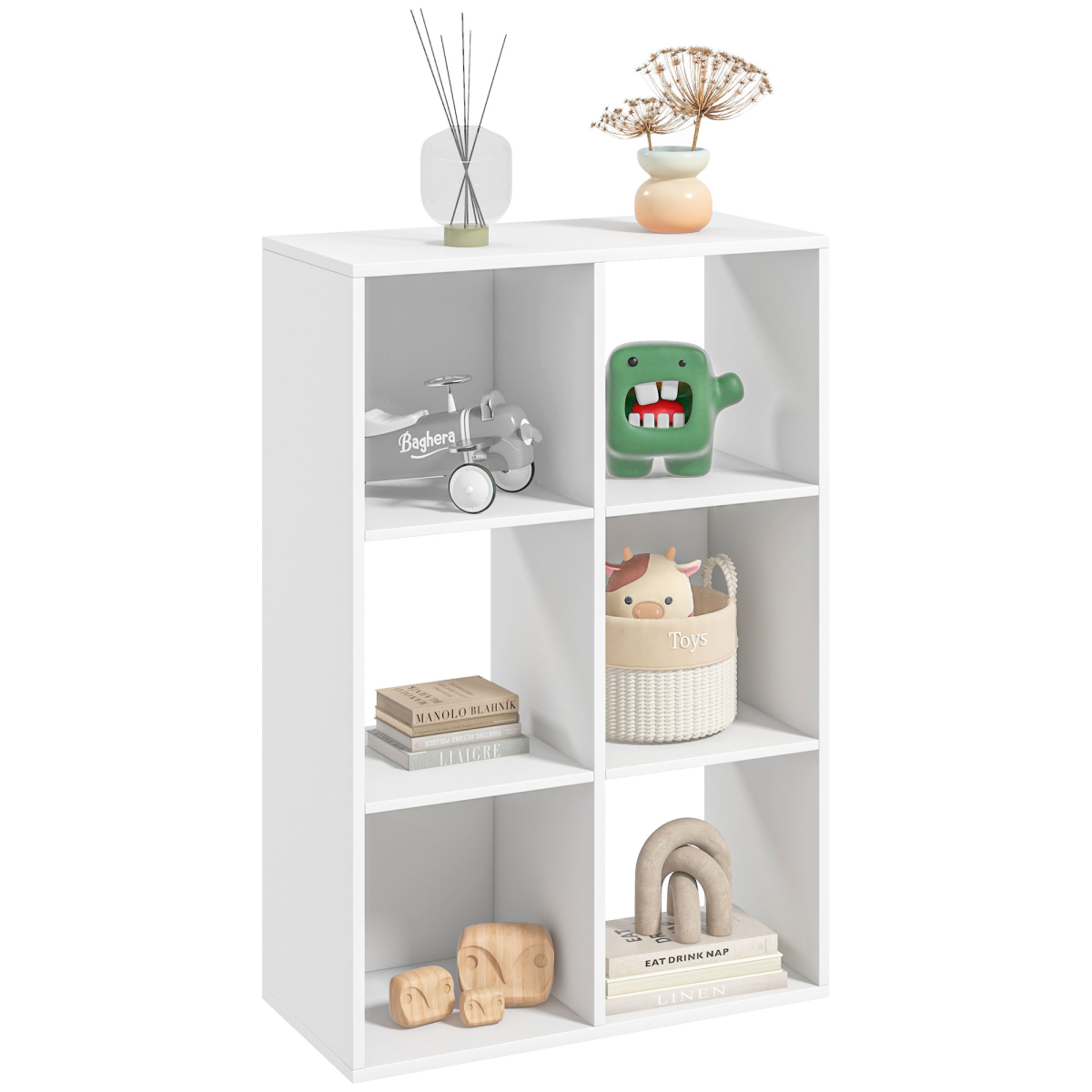 White 6-Cube Storage Cabinet Bookcase Shelf Unit
