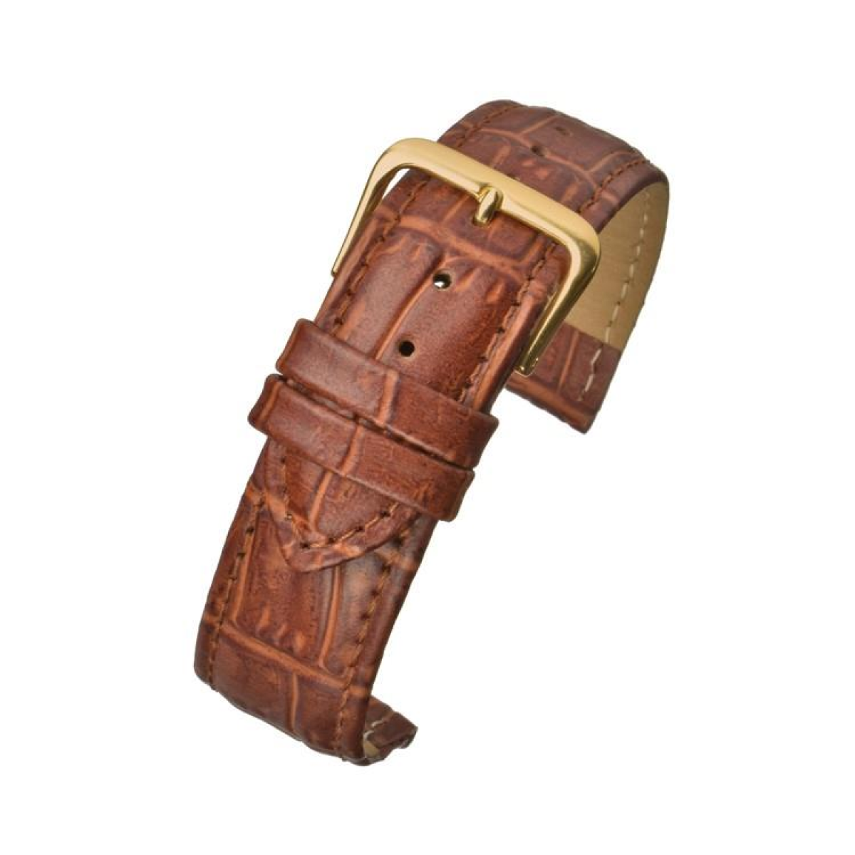 Tan Matt Finished Semi-Padded Crocodile Grain Watch Strap 18mm