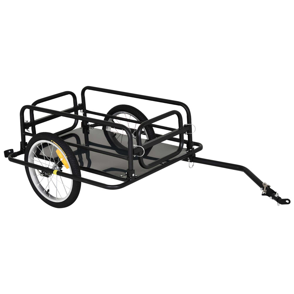 HOMCOM Folding Frame Bike Cargo Trailer with Hitch, 16-Inch Wheels, Steel Frame, 40kg Capacity, Black