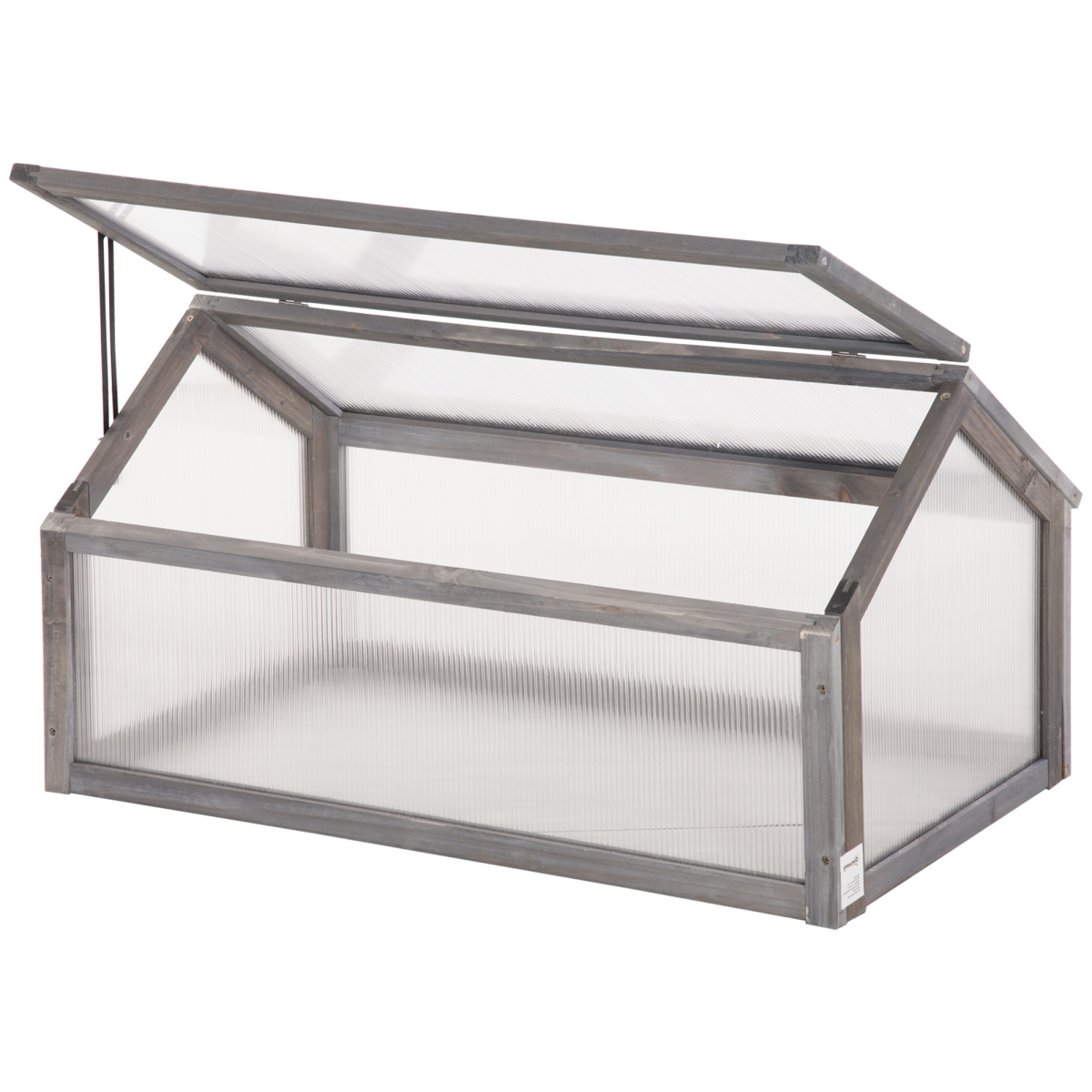 Outsunny Wooden Cold Frame Greenhouse with Polycarbonate Panels, 90 x 52 x 50cm, Grey