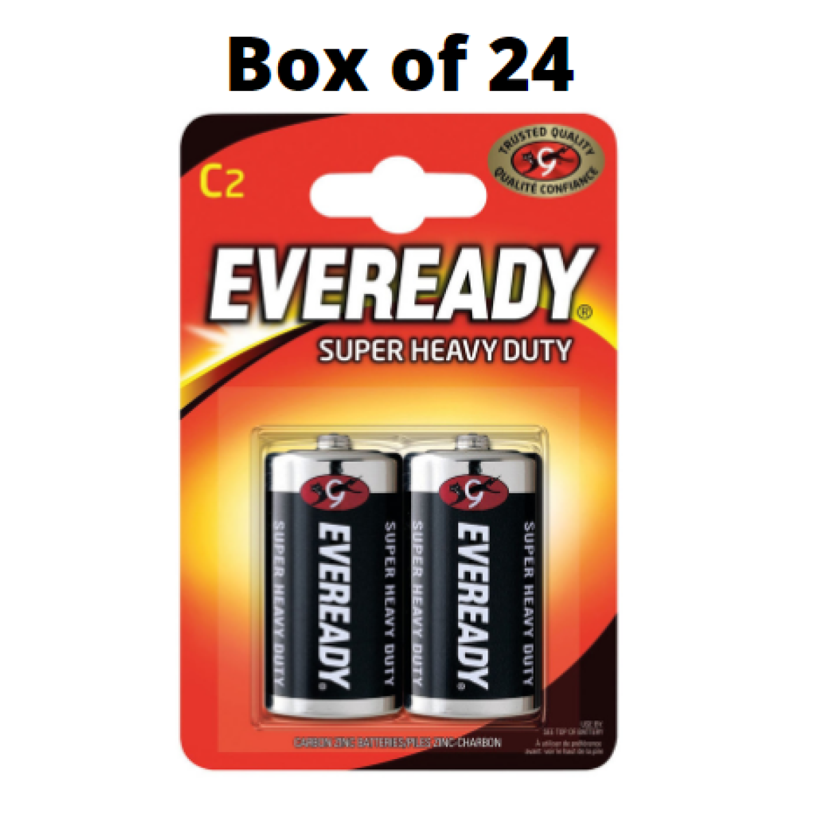 Eveready C Size Zinc Batteries, 1 Box (24 x 2 Pack)