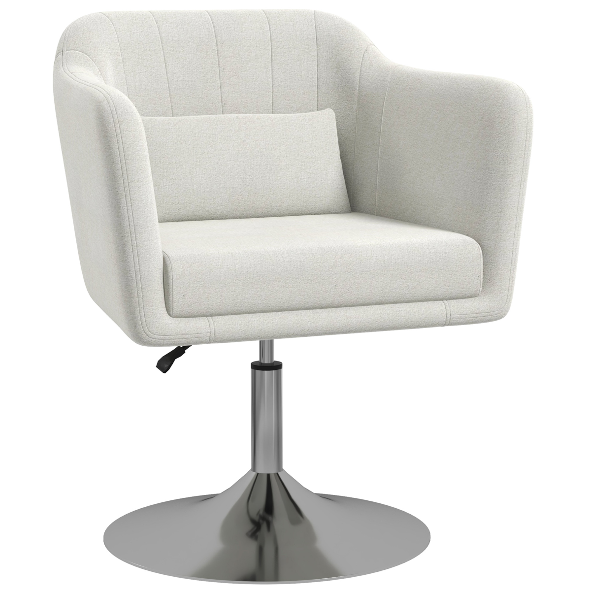HOMCOM Retro Linen Swivel Tub Chair, Adjustable Height, Cream White