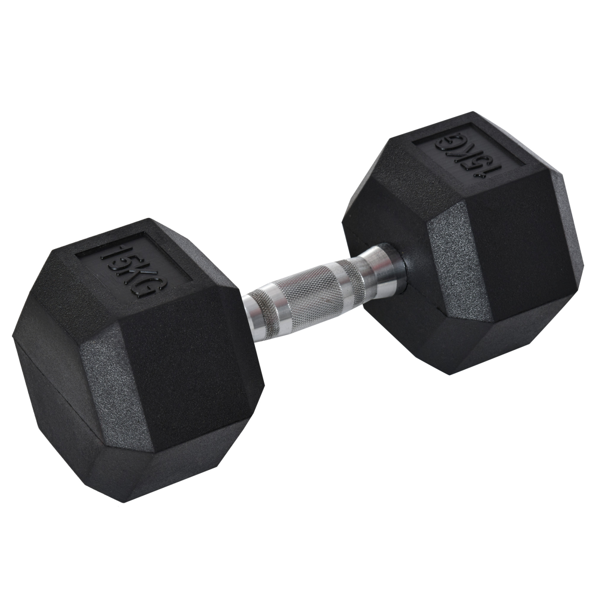 15KG Single Rubber Hex Dumbbell, Portable Hand Weight for Home Gym