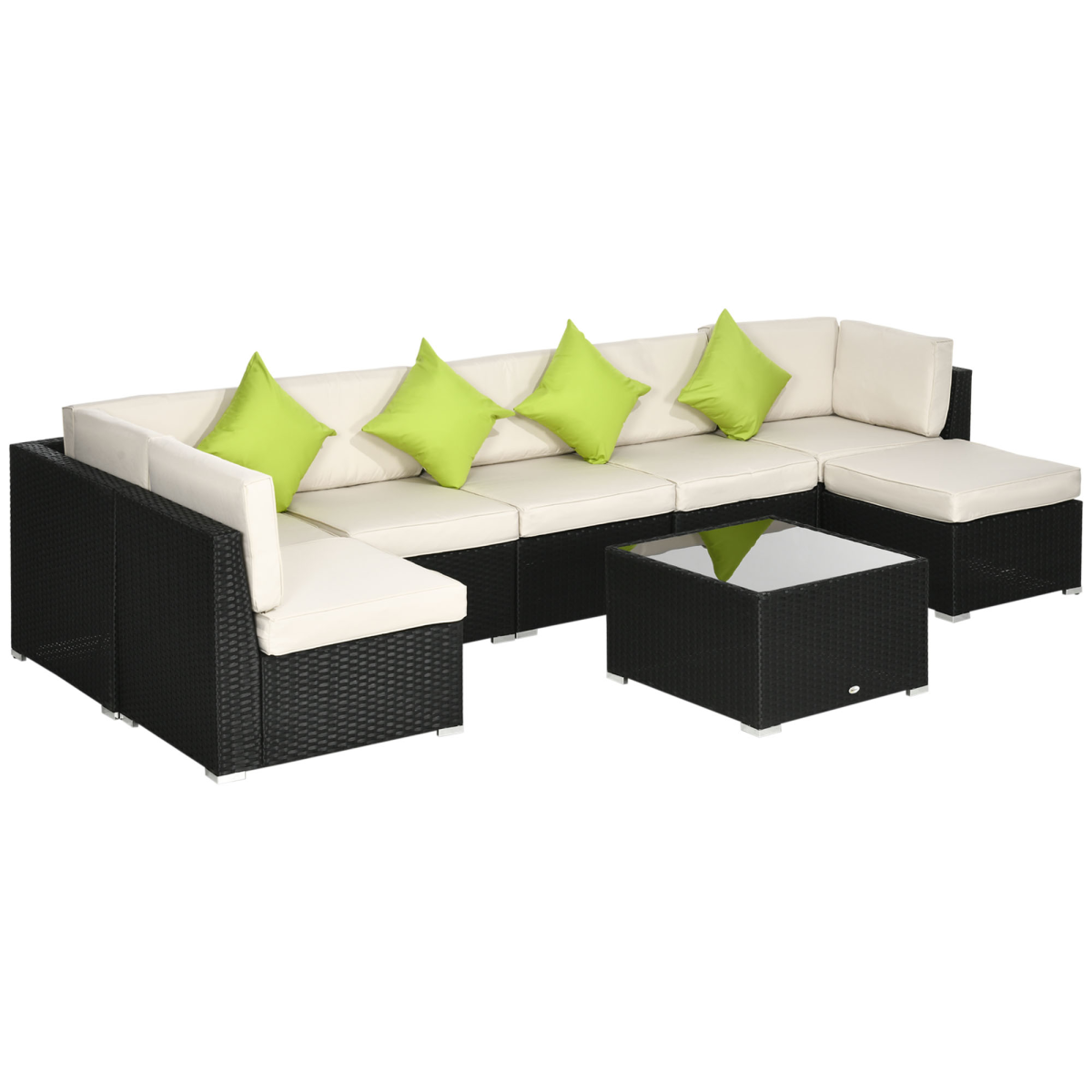 Outsunny 8 Piece Patio Rattan Sofa Set with Cushions and Coffee Table, Outdoor Garden Furniture Set