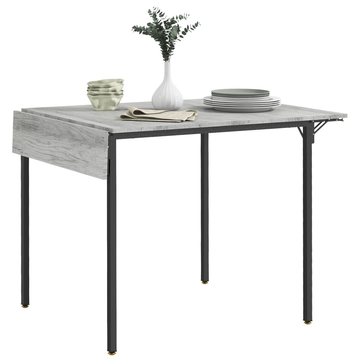 PawHut Grey Folding Drop Leaf Dining Table for 2-4 People
