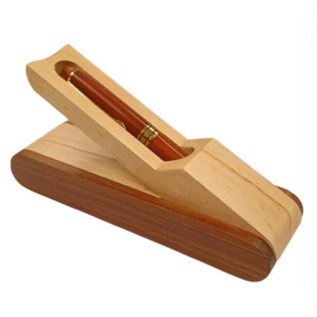 Imperial Light Brown Wooden Ballpoint Pen Gift Set with Handmade Wooden Box and Gold Trim