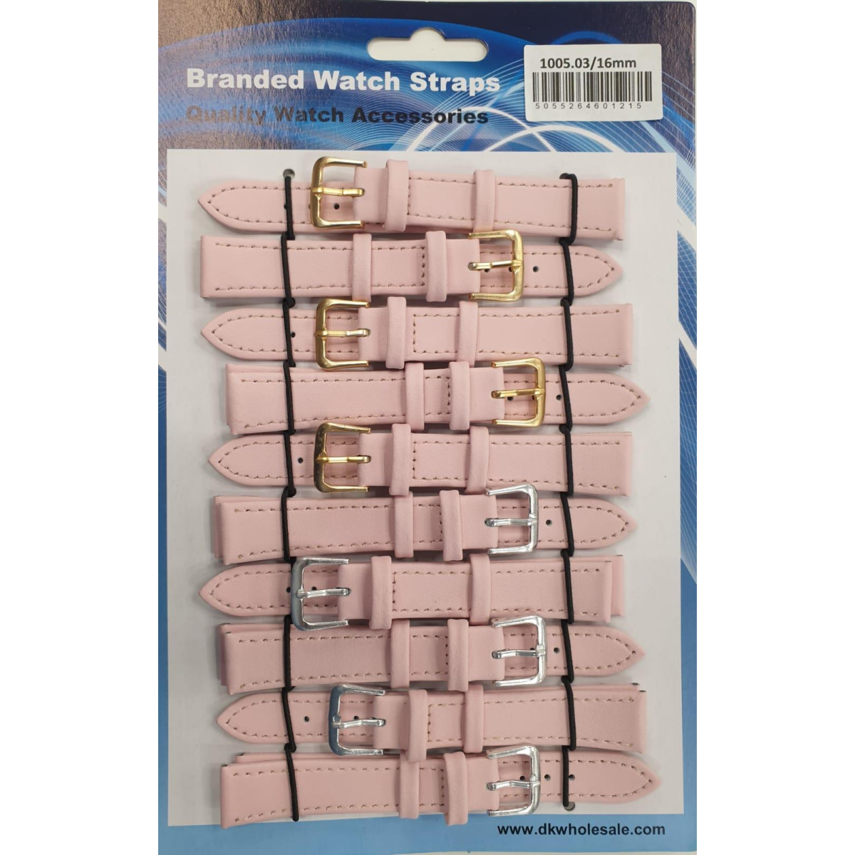 Pink Leather Watch Straps, Pack of 10, 16mm, 1005.03