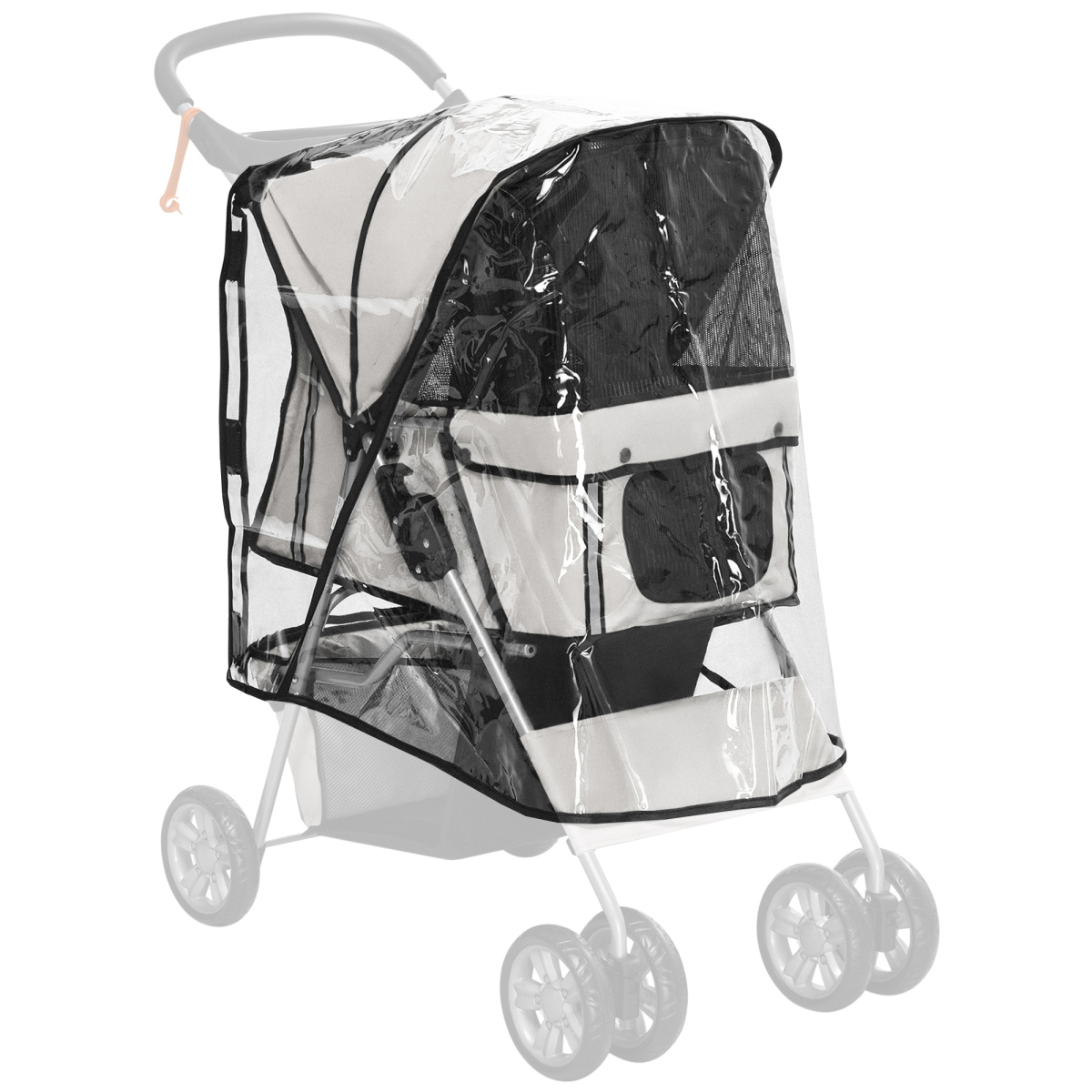 PawHut Dog Stroller Rain Cover with Rear Entry for Pet Pram