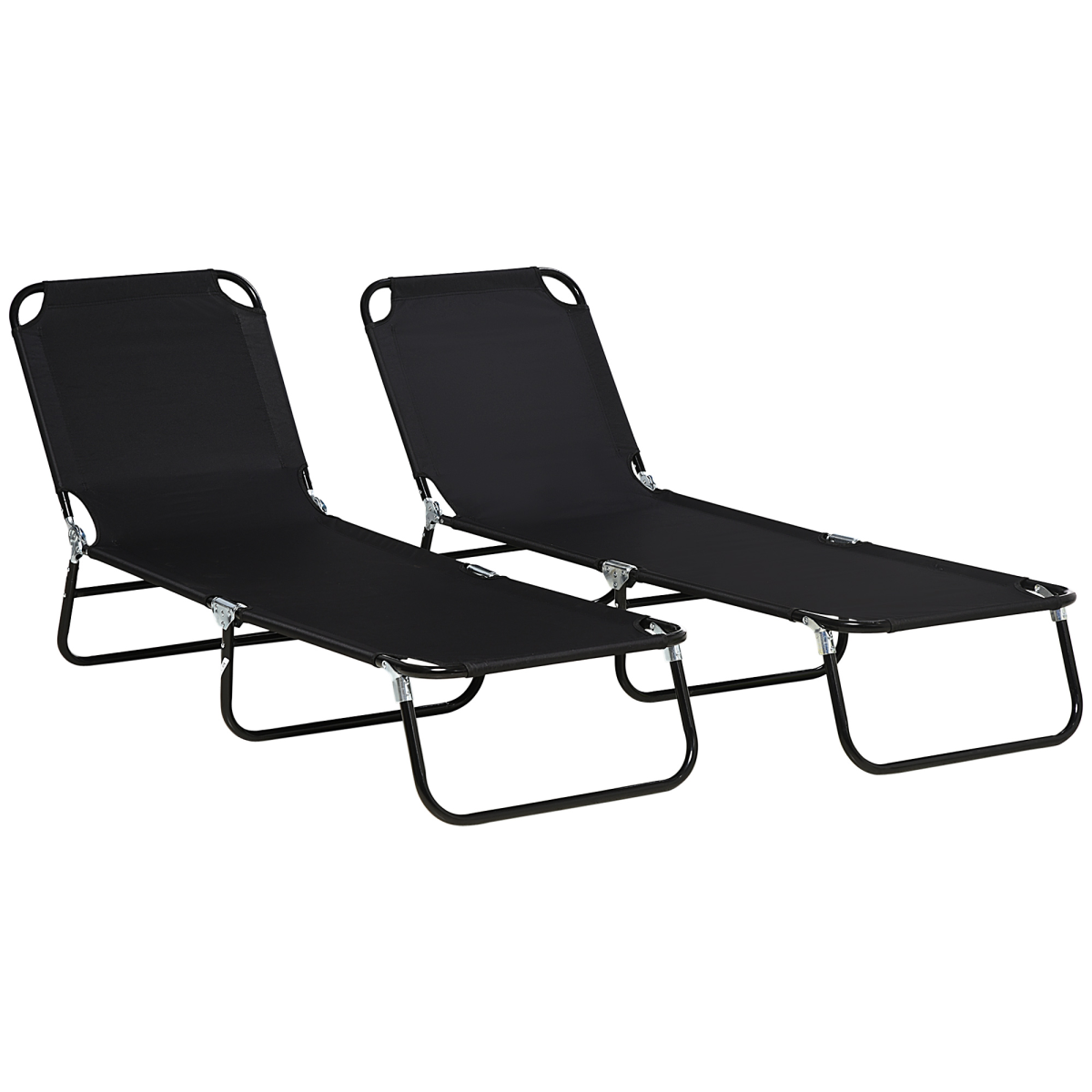 Outsunny Set of 2 Folding Sun Loungers with Adjustable Backrest, Black