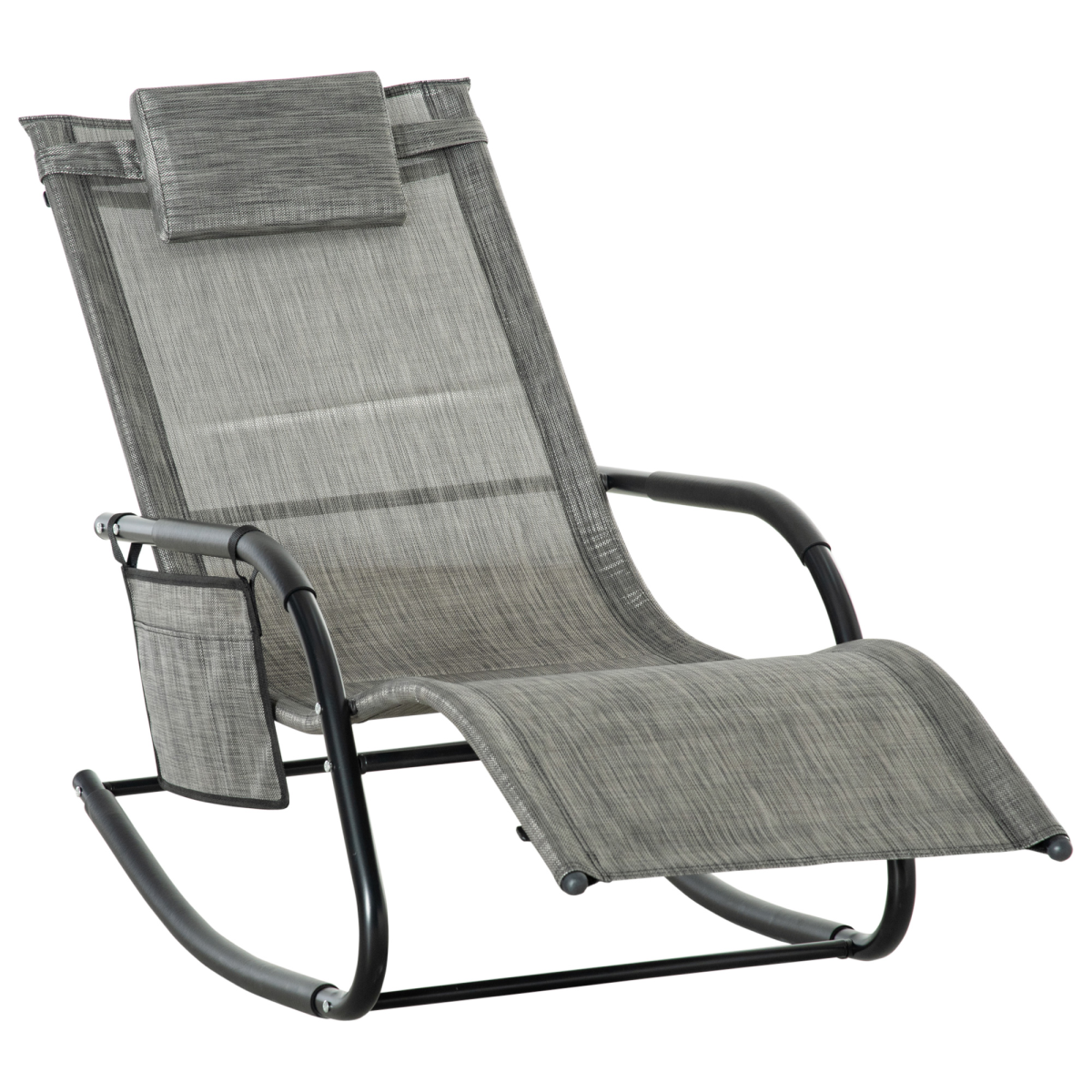 Outsunny Breathable Mesh Rocking Chair with Removable Headrest, Dark Grey